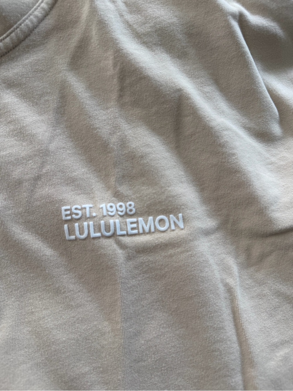 lululemon athletica Men’s Crewneck Tee in Light Beige with White Logo